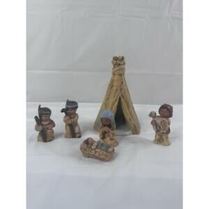 Christmas Native American Indigenous Nativity Crèche Holy Family Teepee 6 Piece